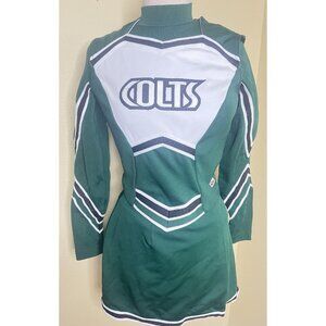 3 Pc REAL HS Cheerleader Uniform Outfit Costume COLTS 36" Top 28 Skirt School